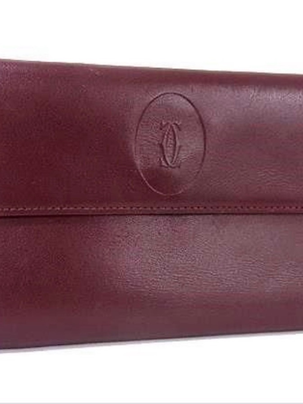 Cartier Burgundy Leather Wallet with Embossed Logo